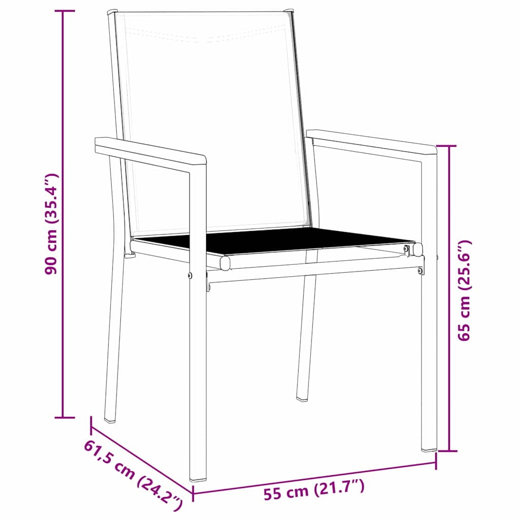 Have Spisebordssæt 7 pcs Sort Textilene og stål