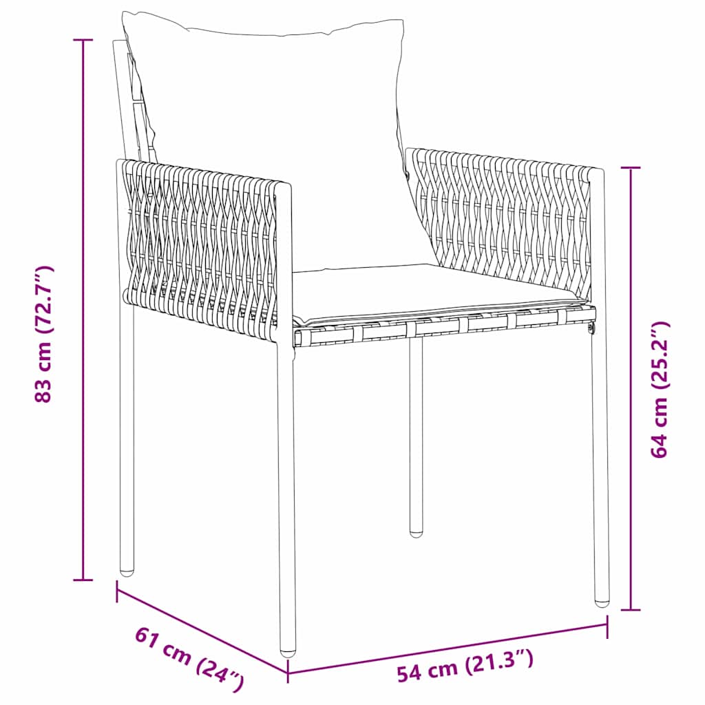 Have Spisebordssæt 3 pcs Brun Poly rattan