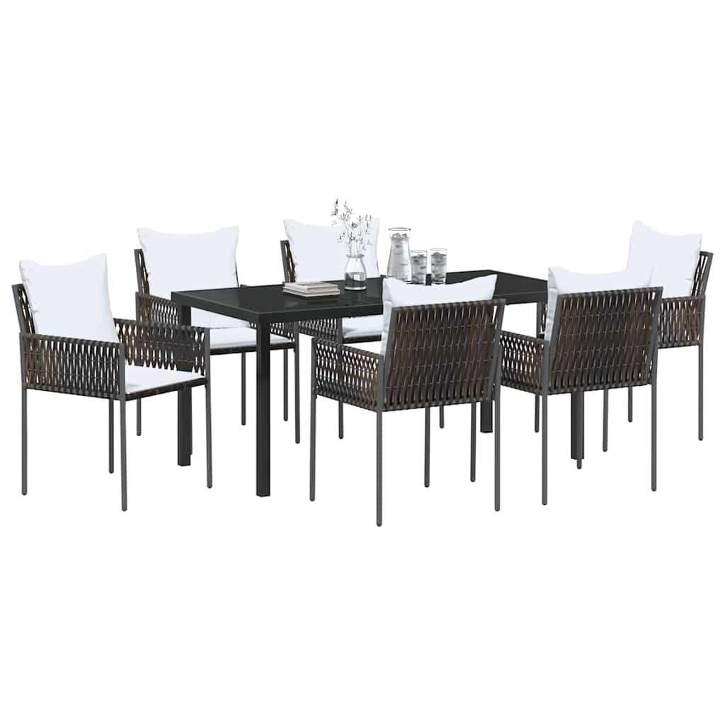 Have Spisebordssæt 7 pcs Brun Poly rattan