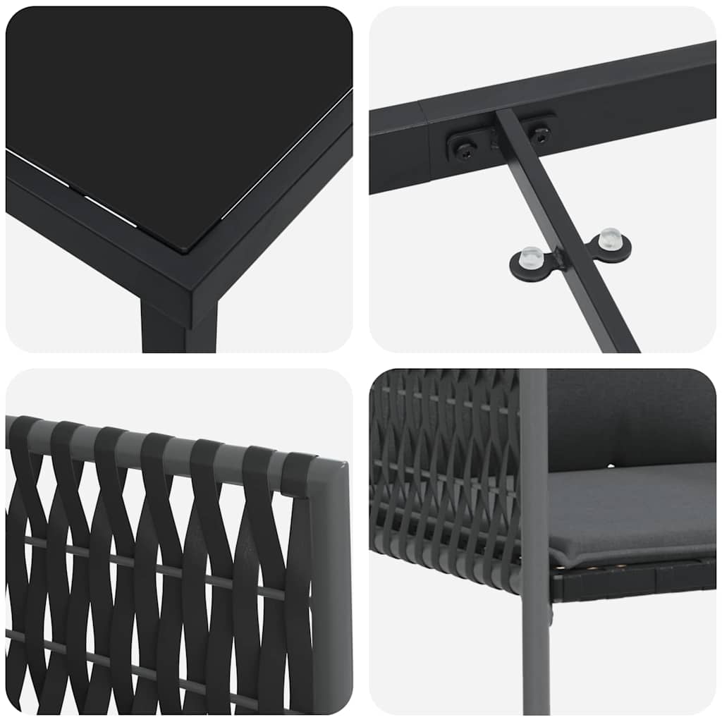Have Spisebordssæt 3 pcs Sort Poly rattan