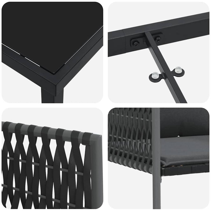 Have Spisebordssæt 3 pcs Sort Poly rattan