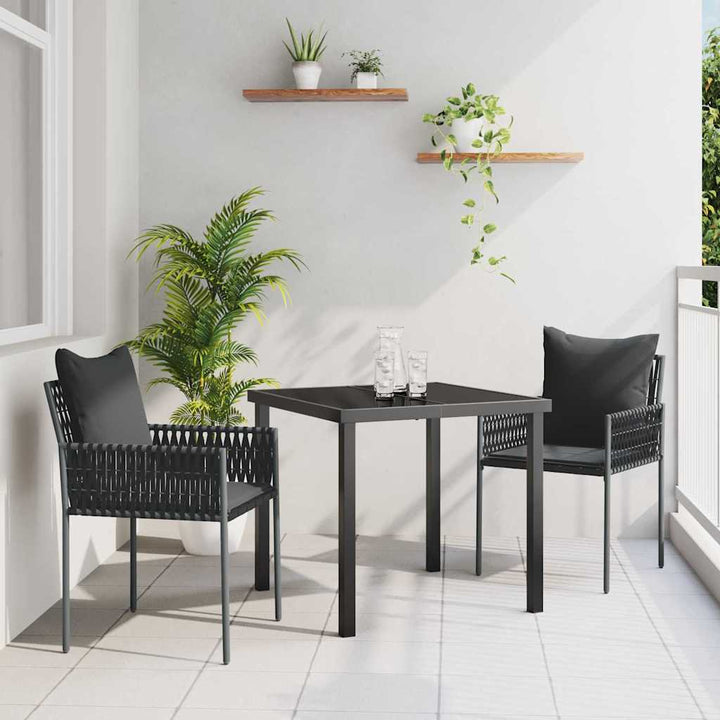 Have Spisebordssæt 3 pcs Sort Poly rattan