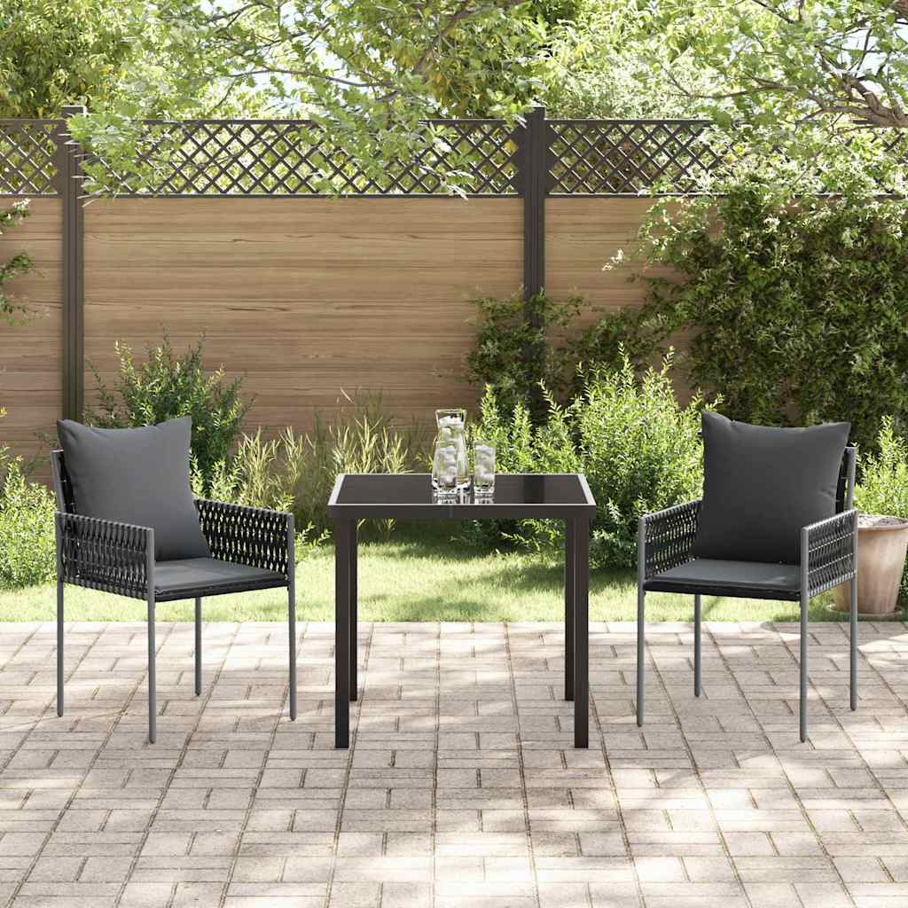 Have Spisebordssæt 3 pcs Sort Poly rattan