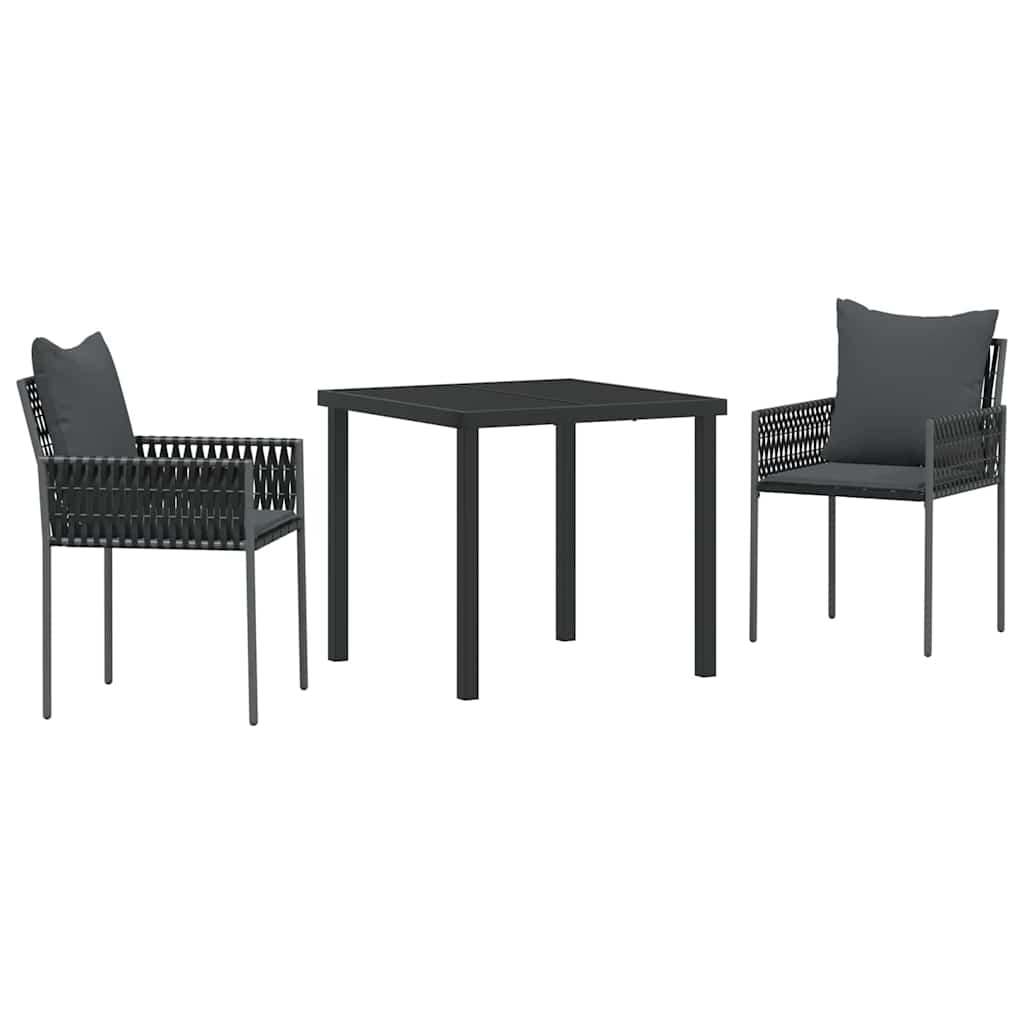 Have Spisebordssæt 3 pcs Sort Poly rattan
