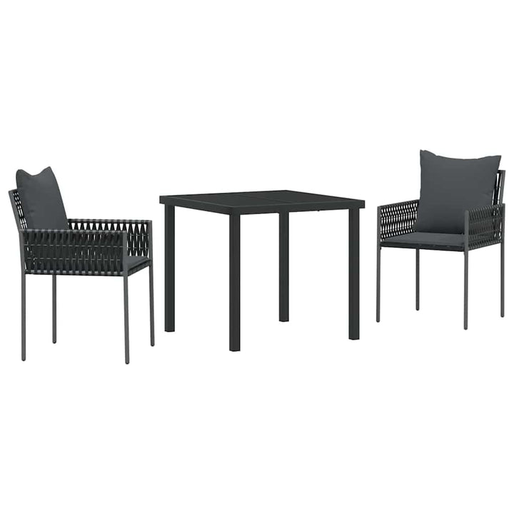 Have Spisebordssæt 3 pcs Sort Poly rattan