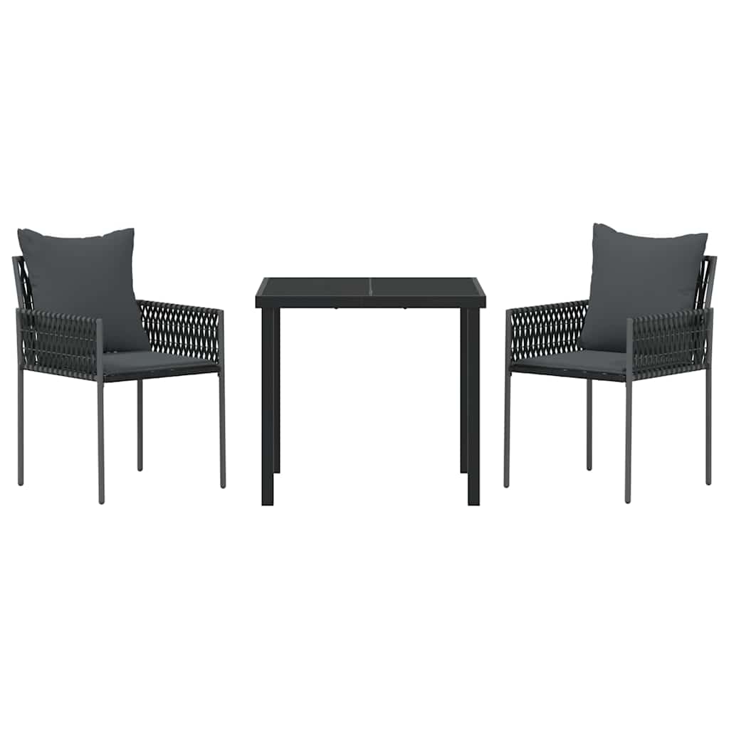 Have Spisebordssæt 3 pcs Sort Poly rattan
