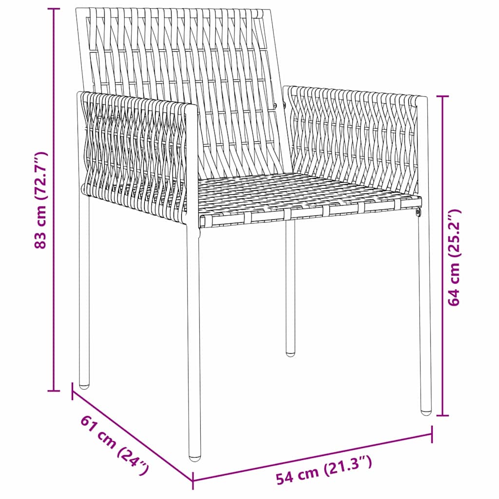 Have Spisebordssæt 3 pcs Sort Poly rattan