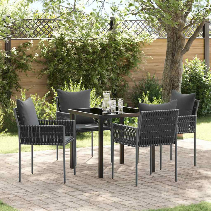 Have Spisebordssæt 5 pcs Sort Poly rattan