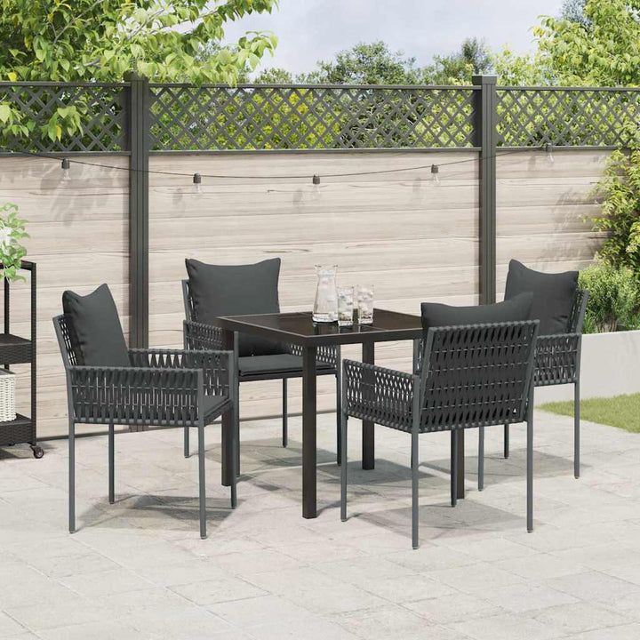 Have Spisebordssæt 5 pcs Sort Poly rattan