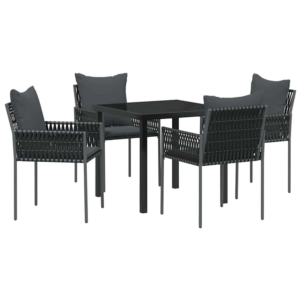 Have Spisebordssæt 5 pcs Sort Poly rattan