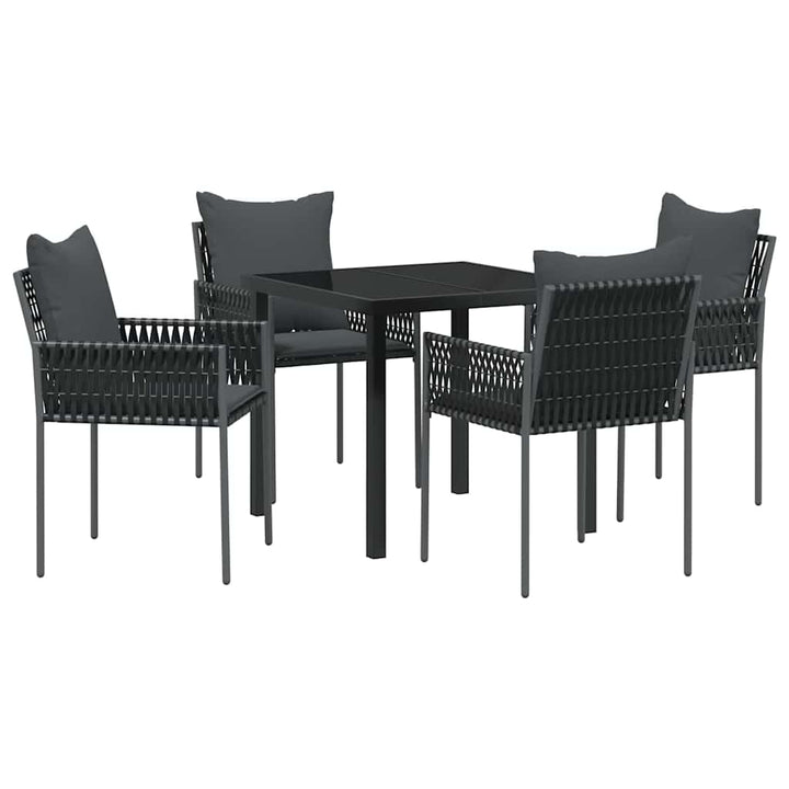 Have Spisebordssæt 5 pcs Sort Poly rattan