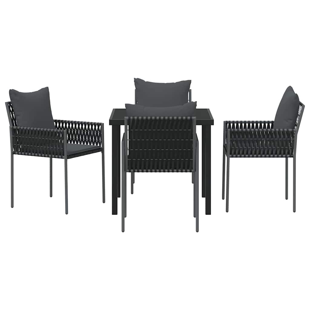 Have Spisebordssæt 5 pcs Sort Poly rattan