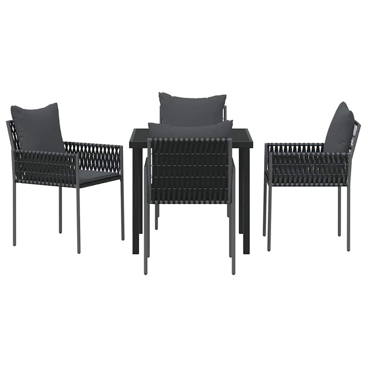 Have Spisebordssæt 5 pcs Sort Poly rattan