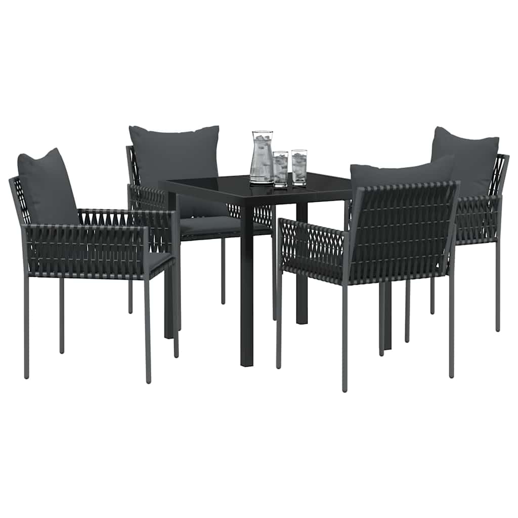 Have Spisebordssæt 5 pcs Sort Poly rattan