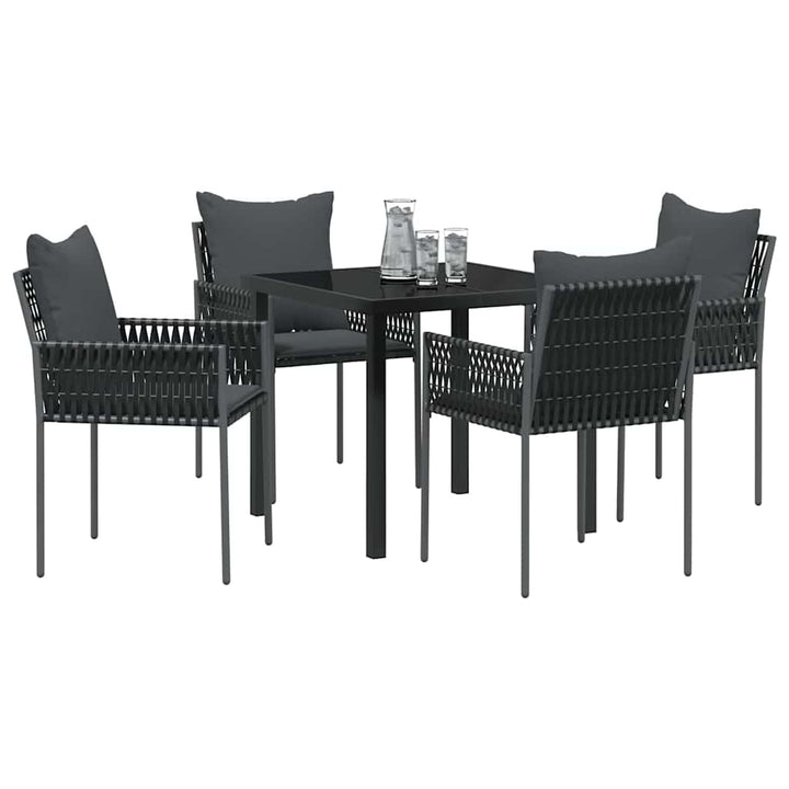 Have Spisebordssæt 5 pcs Sort Poly rattan