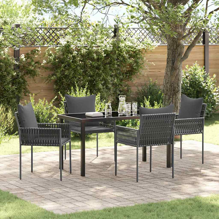 Have Spisebordssæt 5 pcs Sort Poly rattan