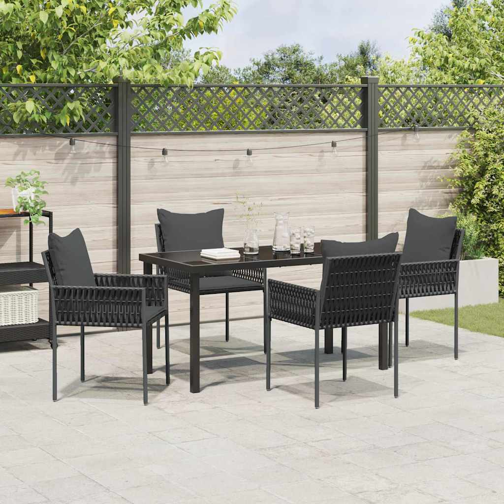 Have Spisebordssæt 5 pcs Sort Poly rattan