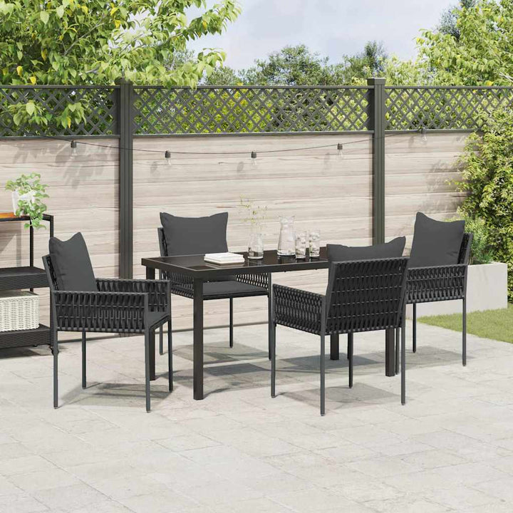 Have Spisebordssæt 5 pcs Sort Poly rattan