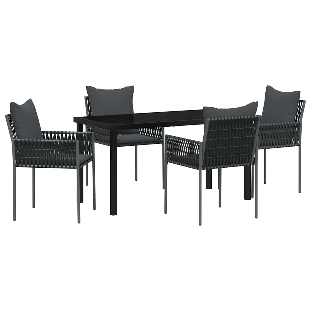 Have Spisebordssæt 5 pcs Sort Poly rattan