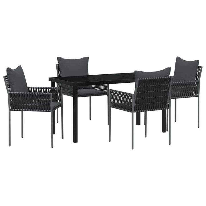 Have Spisebordssæt 5 pcs Sort Poly rattan