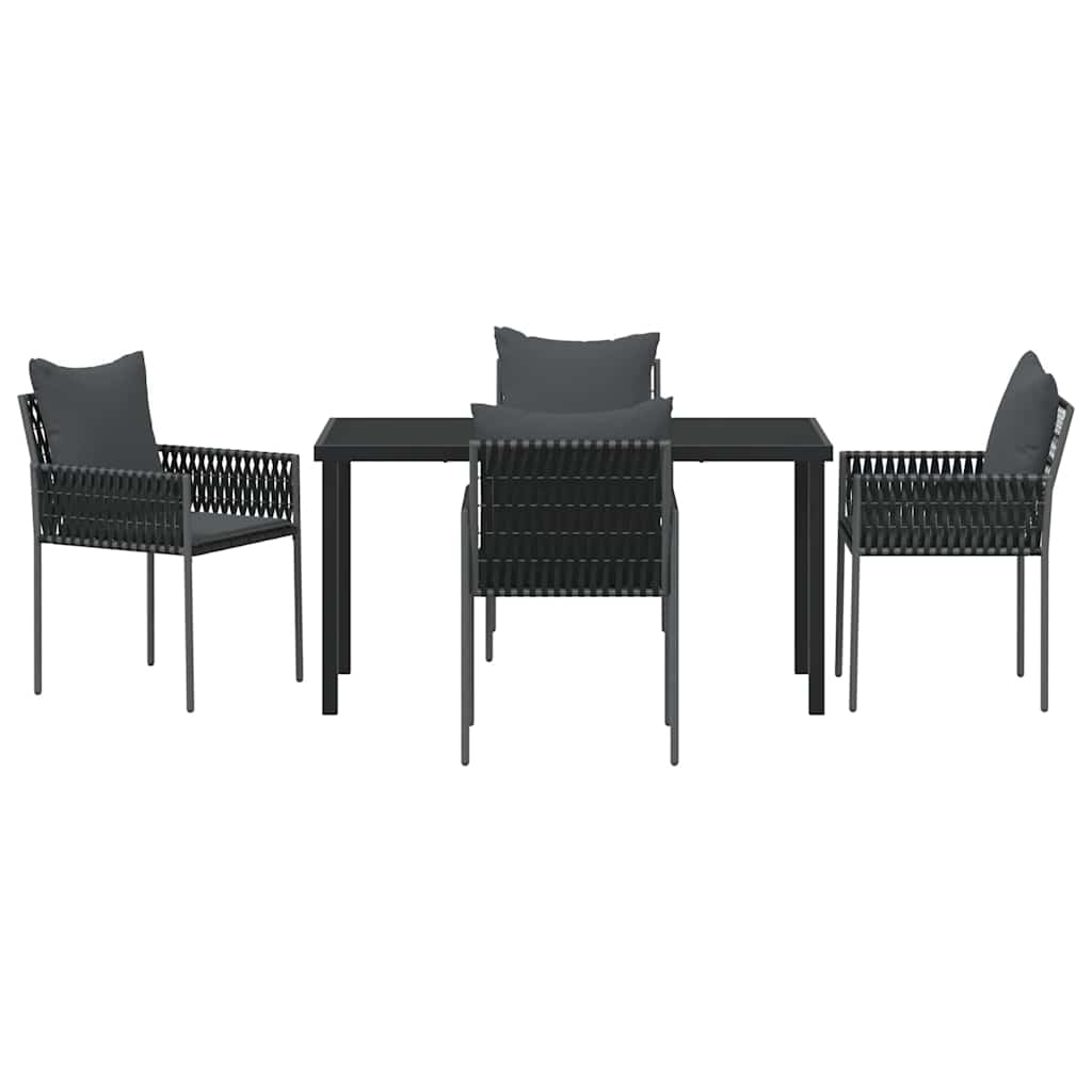 Have Spisebordssæt 5 pcs Sort Poly rattan