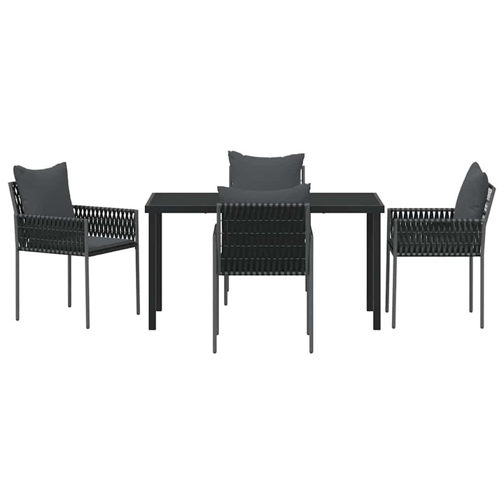 Have Spisebordssæt 5 pcs Sort Poly rattan