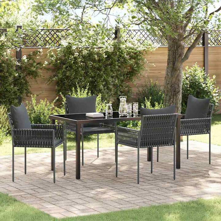 Have Spisebordssæt 5 pcs Sort Poly rattan