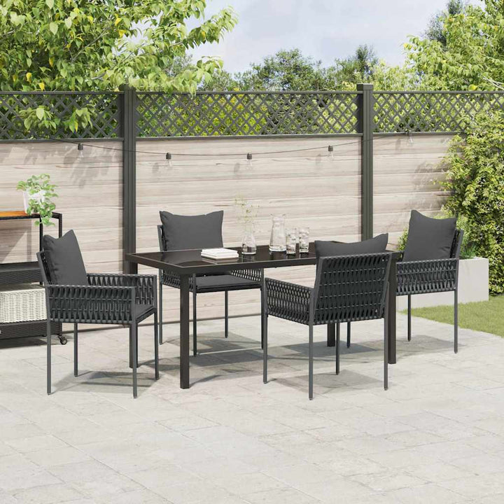 Have Spisebordssæt 5 pcs Sort Poly rattan