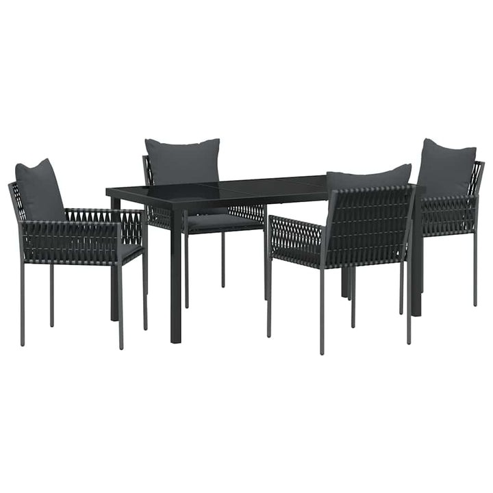 Have Spisebordssæt 5 pcs Sort Poly rattan