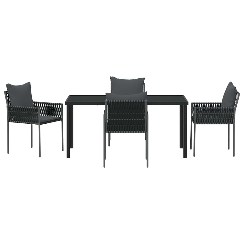 Have Spisebordssæt 5 pcs Sort Poly rattan