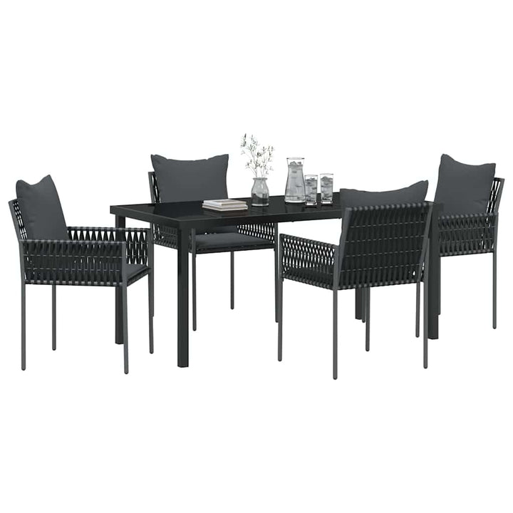 Have Spisebordssæt 5 pcs Sort Poly rattan