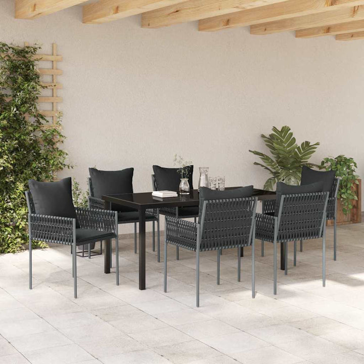 Have Spisebordssæt 7 pcs Sort Poly rattan