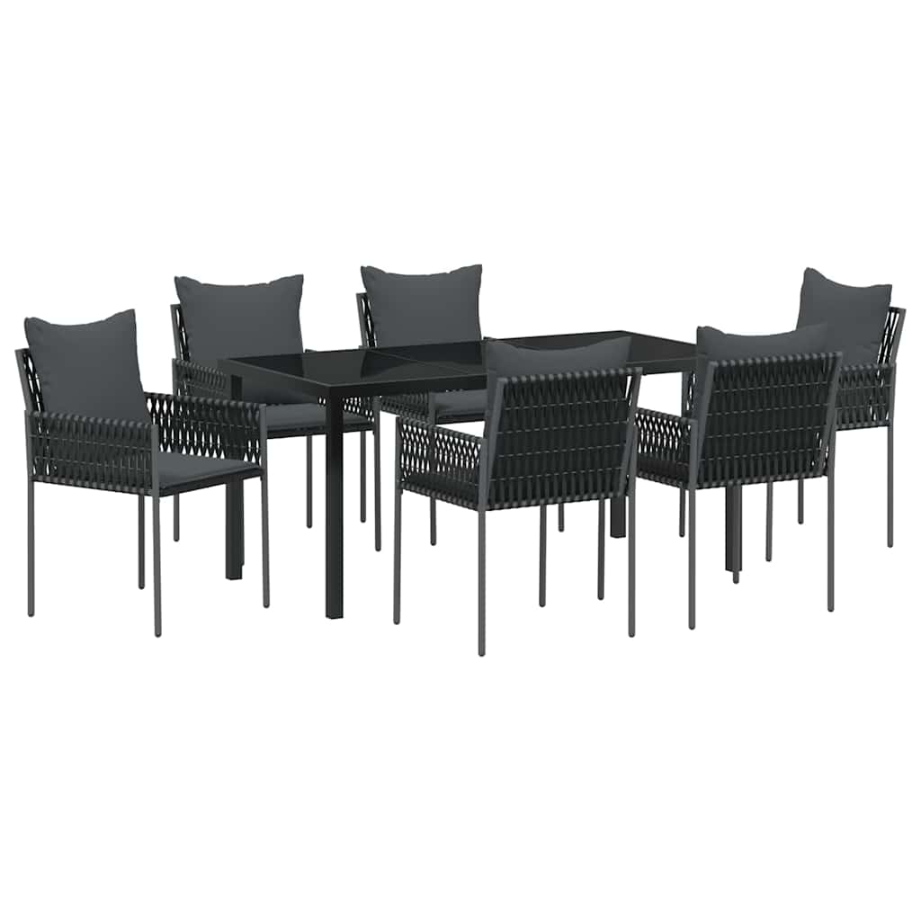 Have Spisebordssæt 7 pcs Sort Poly rattan