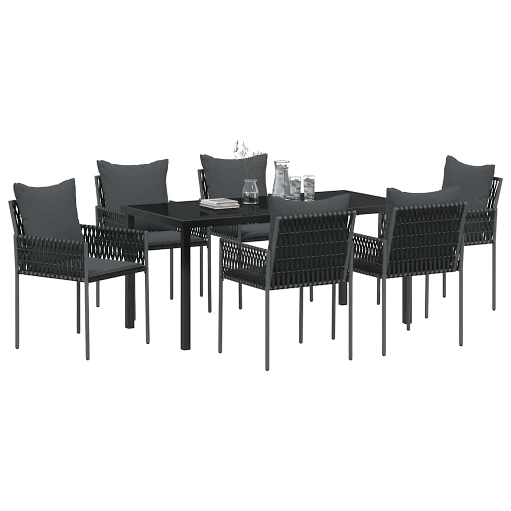 Have Spisebordssæt 7 pcs Sort Poly rattan