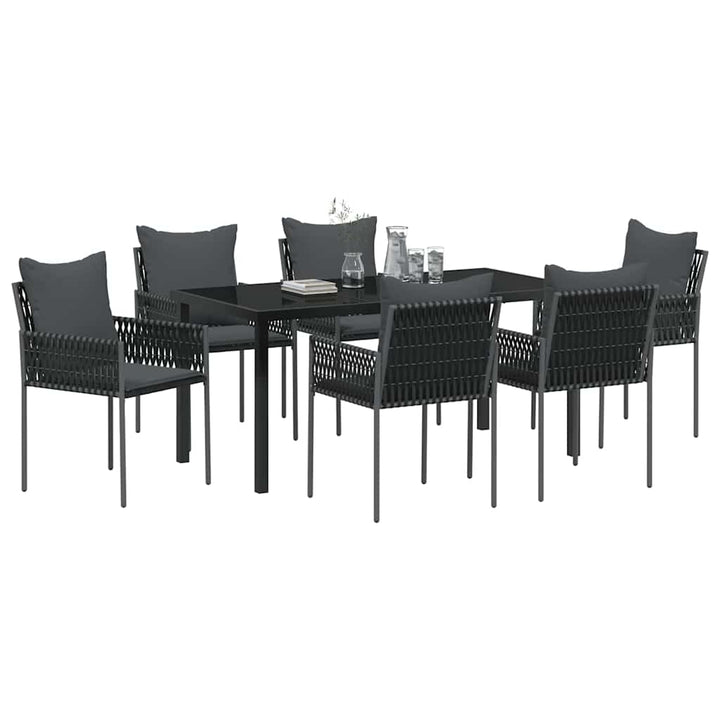 Have Spisebordssæt 7 pcs Sort Poly rattan
