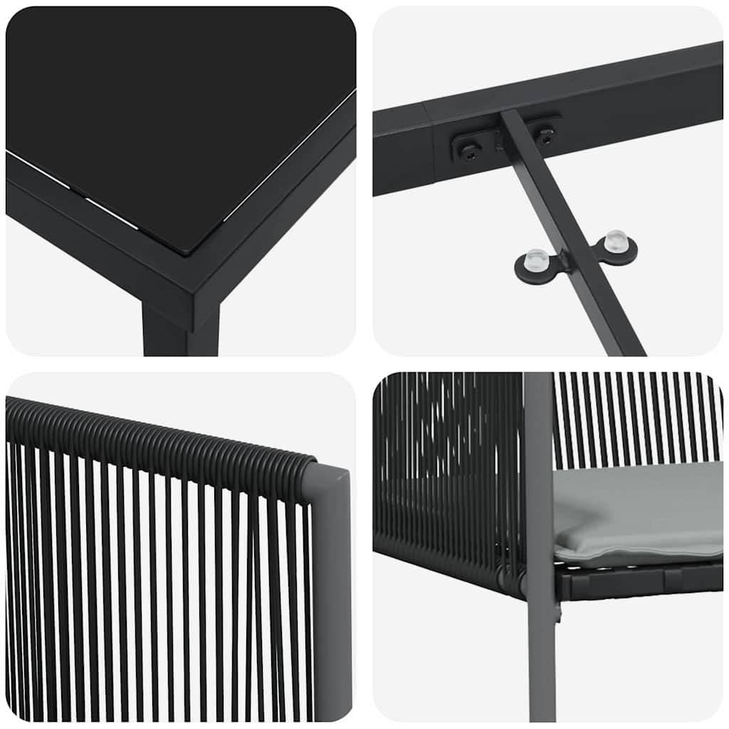 Have Spisebordssæt 3 pcs Sort Poly rattan
