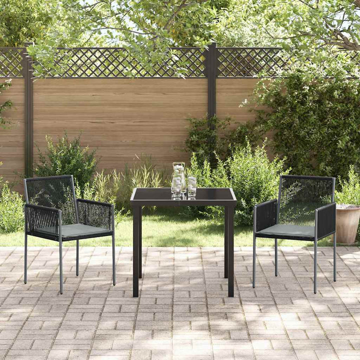 Have Spisebordssæt 3 pcs Sort Poly rattan