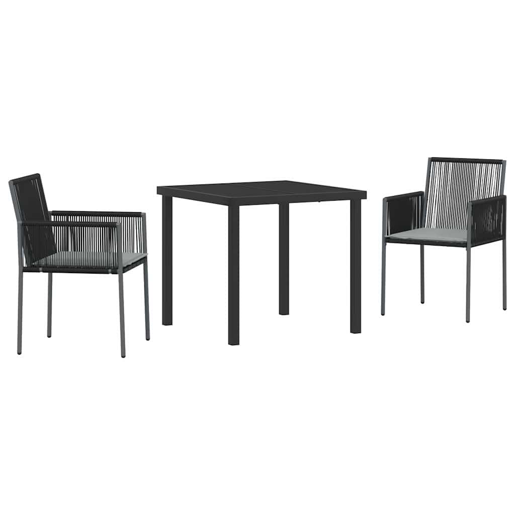 Have Spisebordssæt 3 pcs Sort Poly rattan
