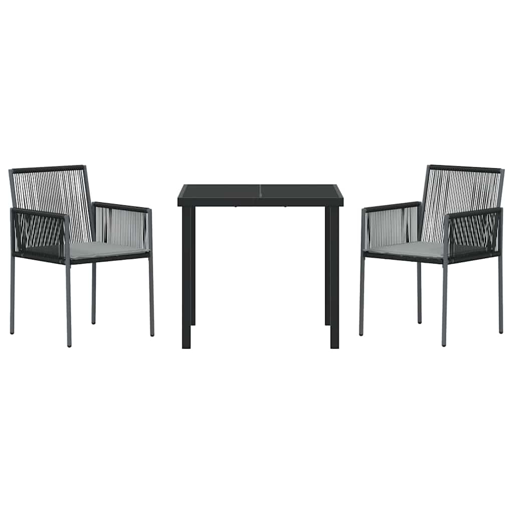 Have Spisebordssæt 3 pcs Sort Poly rattan