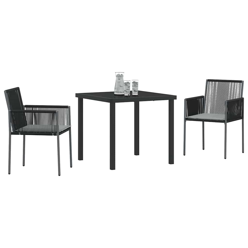 Have Spisebordssæt 3 pcs Sort Poly rattan