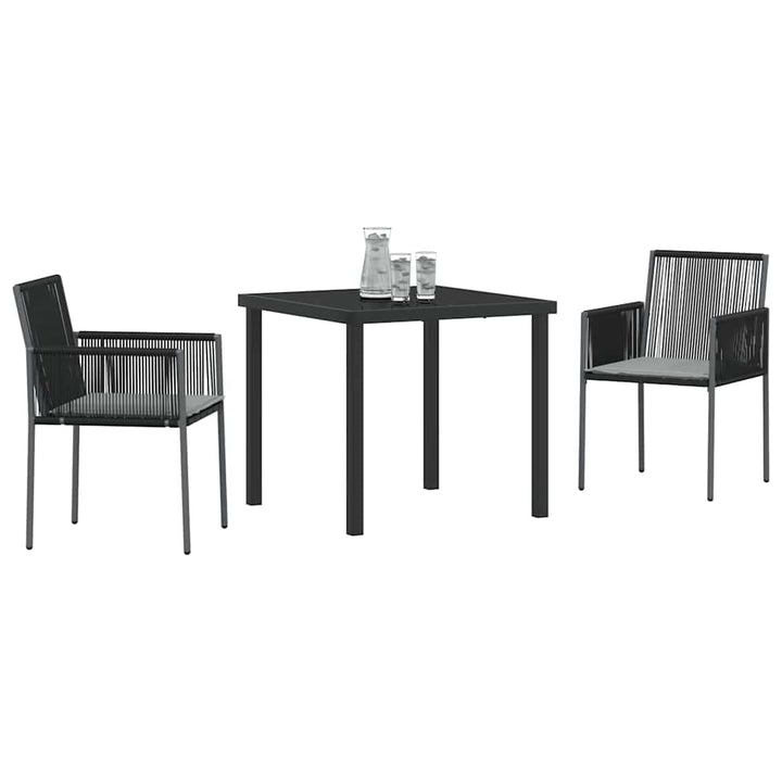 Have Spisebordssæt 3 pcs Sort Poly rattan