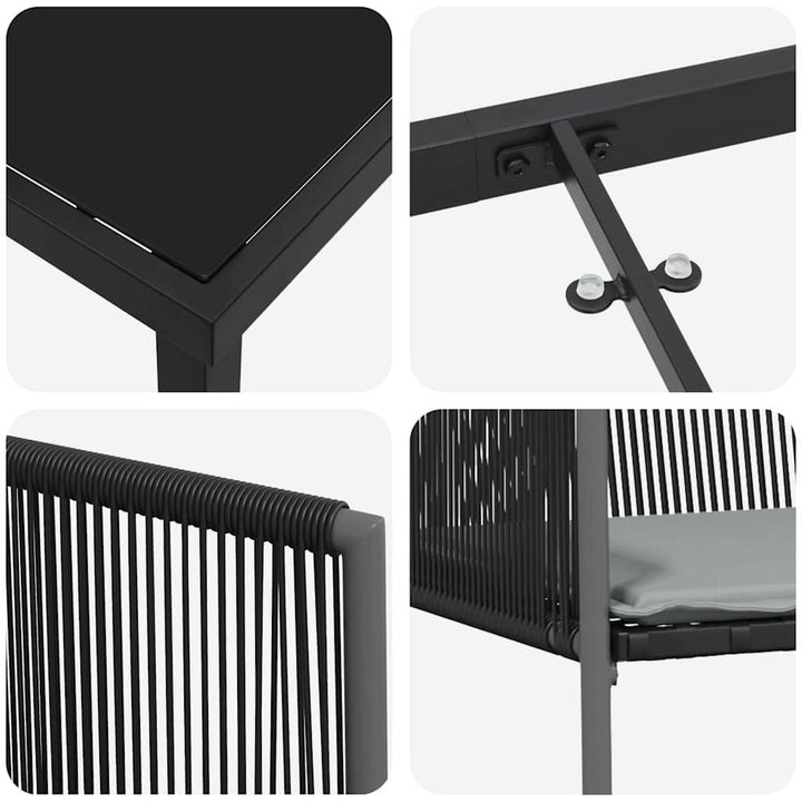 Have Spisebordssæt 5 pcs Sort Poly rattan