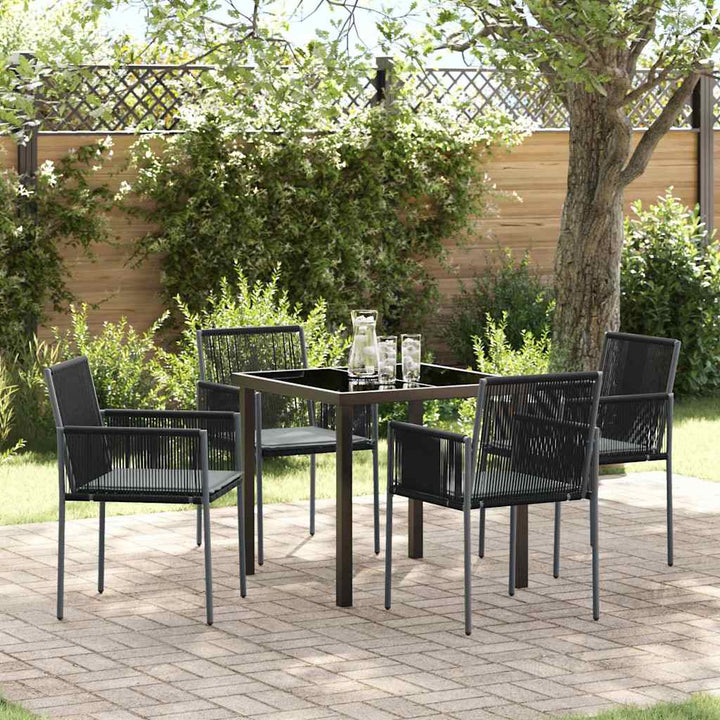Have Spisebordssæt 5 pcs Sort Poly rattan