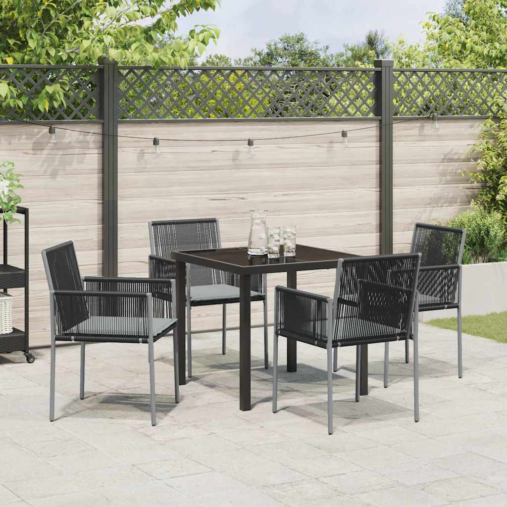 Have Spisebordssæt 5 pcs Sort Poly rattan