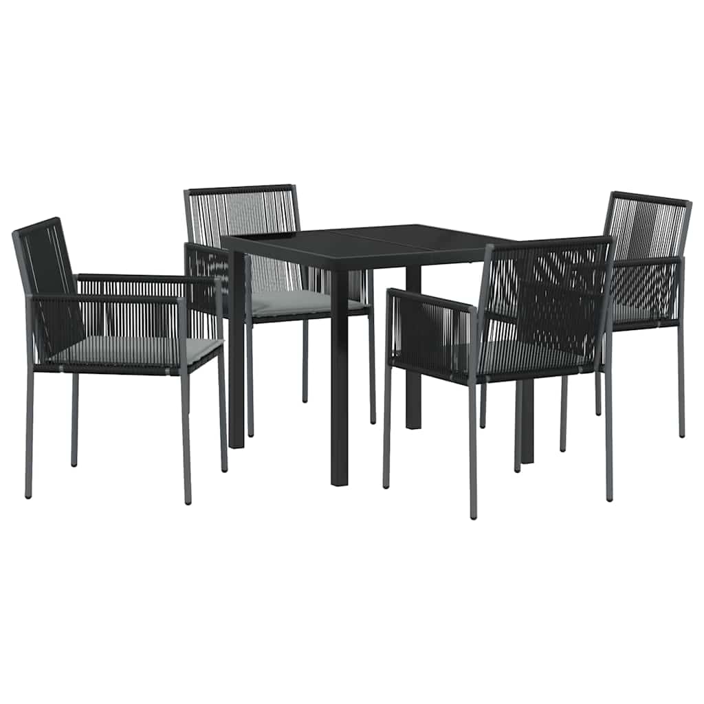 Have Spisebordssæt 5 pcs Sort Poly rattan