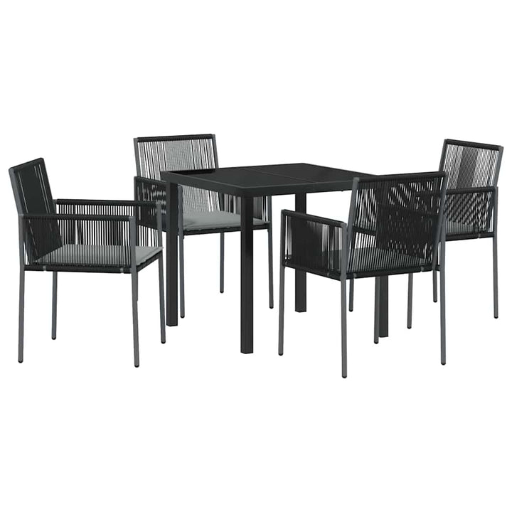 Have Spisebordssæt 5 pcs Sort Poly rattan