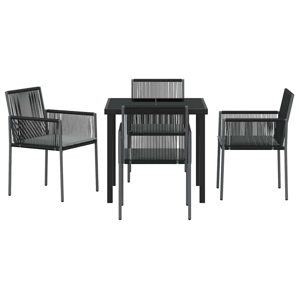 Have Spisebordssæt 5 pcs Sort Poly rattan