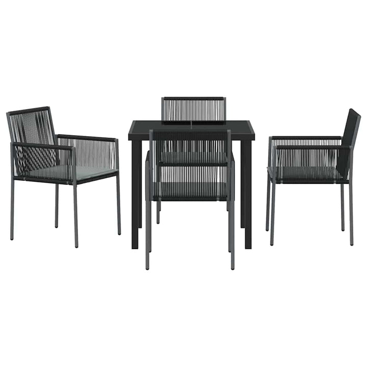Have Spisebordssæt 5 pcs Sort Poly rattan