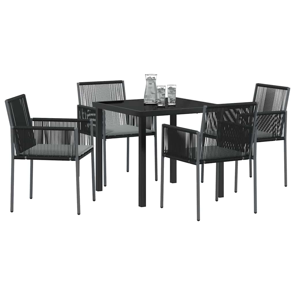 Have Spisebordssæt 5 pcs Sort Poly rattan
