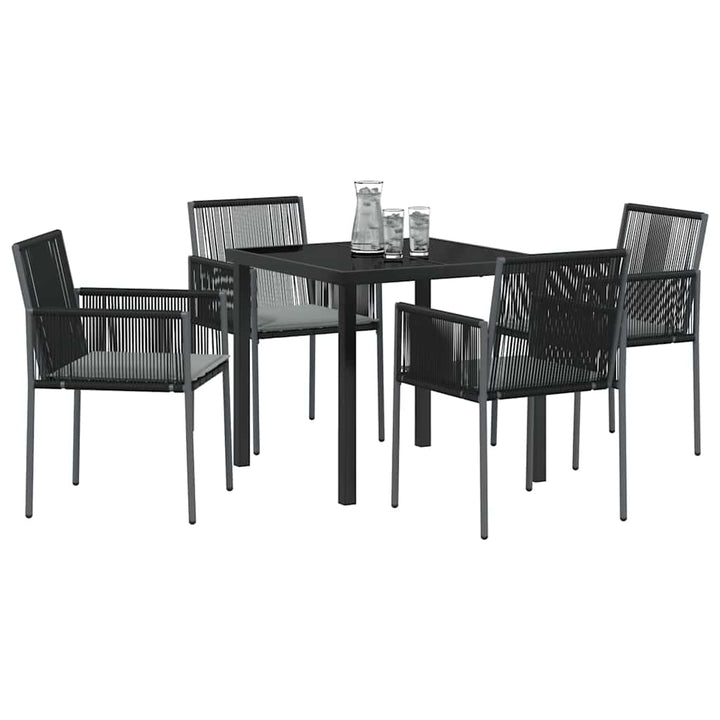 Have Spisebordssæt 5 pcs Sort Poly rattan